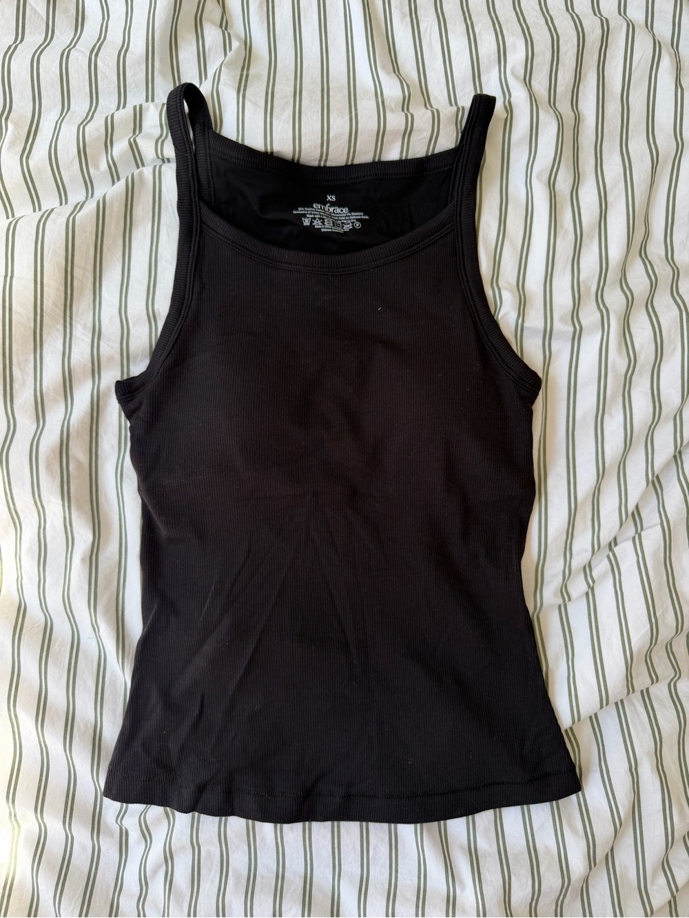 Black Ribbed Tank Top with Scoop Neck - Unknown Brand